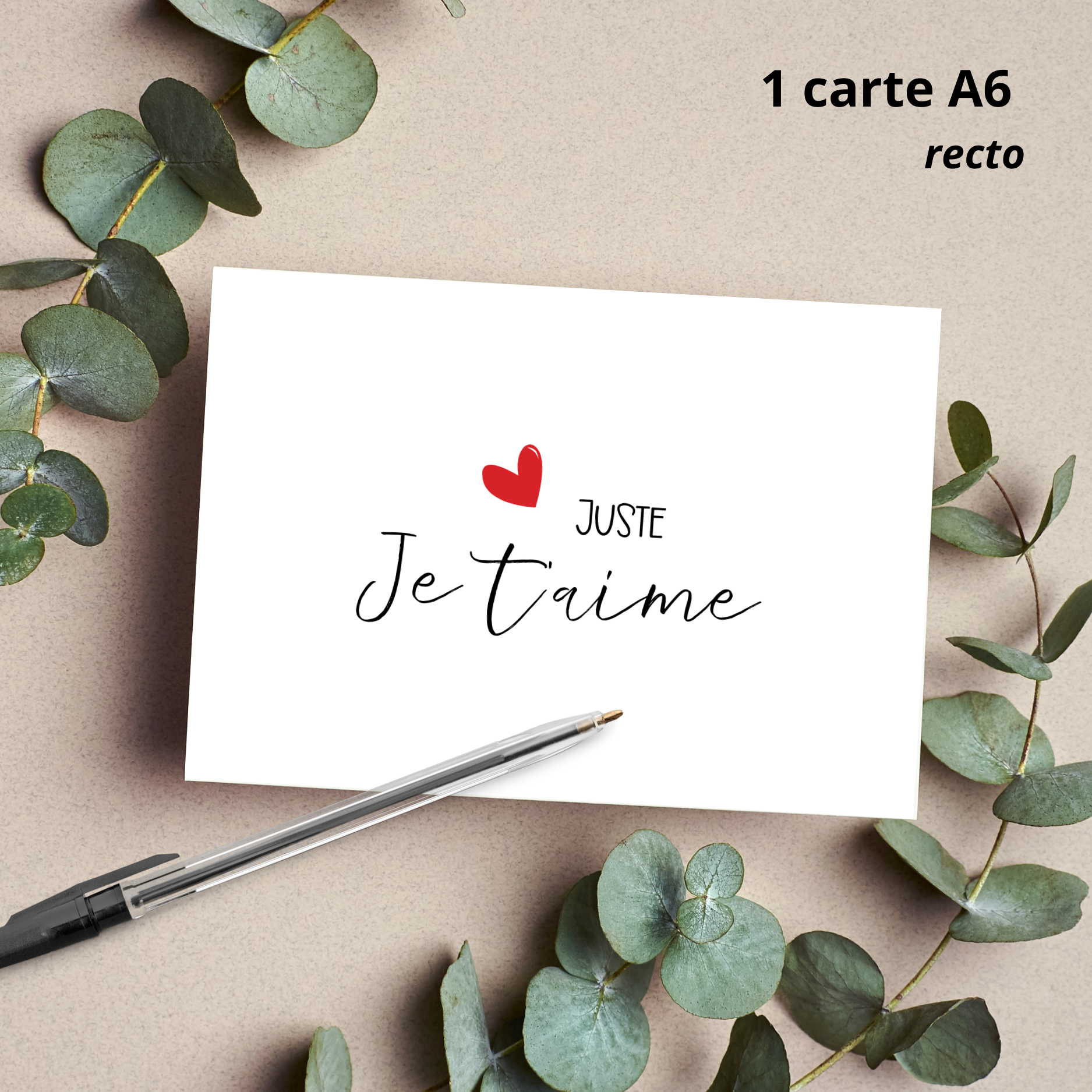 Carte ensemencee Saint Valentin Juste je t'aime